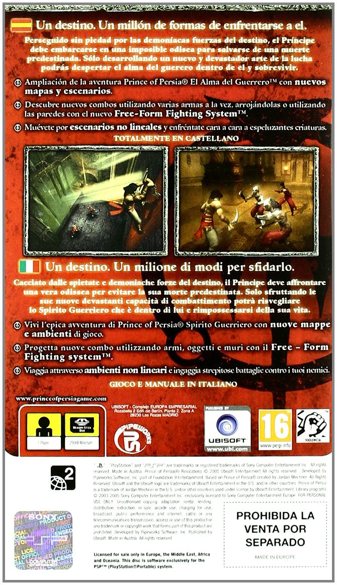 Driver 76 PSP - PAL ESP - Nuevo
Prince Of Persia 3 PSP PAL ESP - Nuevo Driver 76 PSP - PAL ESP - Nuevo
Prince Of Persia 3 PSP PAL ESP - Nuevo
